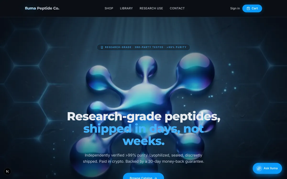 The Iluma storefront homepage we designed and built